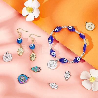 12Pcs 6 Style 304 Stainless Steel Rhinestone Pendant STAS-CA0001-85-1
