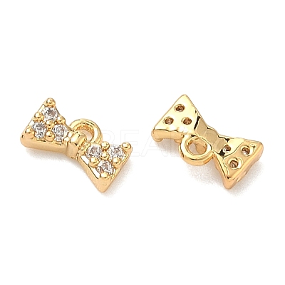 Brass Micro Pave Cubic Zirconia Bowknot Charms KK-A281-18G-1