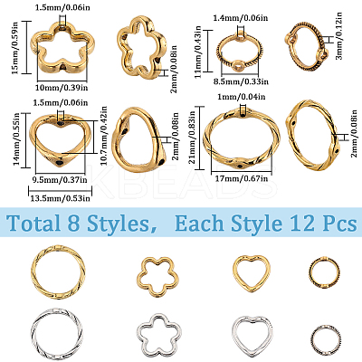 96Pcs 8 Styles Tibetan Style Alloy Bead Frames FIND-SC0008-86-1