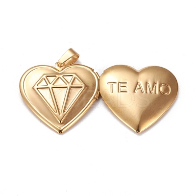 Ion Plating(IP) 304 Stainless Steel Locket Pendants STAS-K197-05G-1