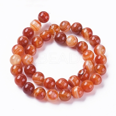 Natural Striped Agate/Banded Agate Beads Strands G-G582-10mm-59-1