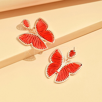 Bohemia Style Alloy & Cotton Dangle Stud Earrings FS-WG7AD97-08-1