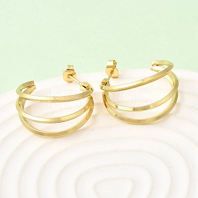 Triple C-Shaped 201 Stainless Steel Stud Earrings EJEW-Z151-09G-1