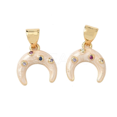 Brass Micro Pave Colorful Cubic Zirconia Enamel Charms KK-G536-21G-1