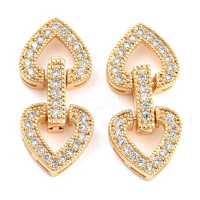 Brass Micro Pave Clear Cubic Zirconia Clasps KK-D048-03G-1