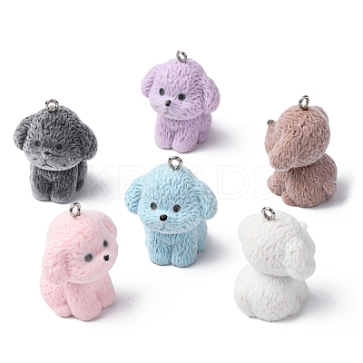 Opaque Flocking Resin Pendants RESI-G122-01-1