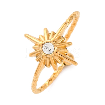 304 Stainless Steel Rhinestone Cuff Rings RJEW-D306-23G-1