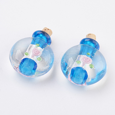 Handmade Silver Foil Lampwork Perfume Bottle Pendants FOIL-P001-C-1