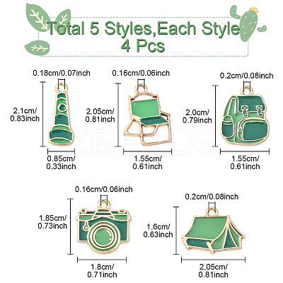 20Pcs 5 Styles Camping Equipment Series Alloy Enamel Pendants FIND-YW0007-13A-1