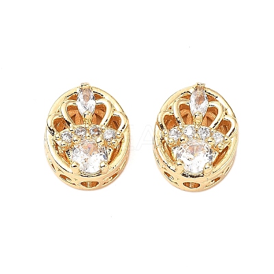 Brass Micro Pave Cubic Zirconia Beads KK-A259-08G-1