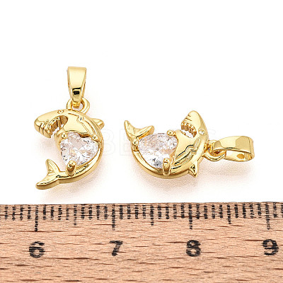 Brass Micro Pave Clear Cubic Zirconia Charms KK-N259-15G-1