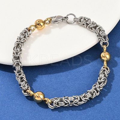 201 Stainless Steel Byzantine Chain Bracelets for Women BJEW-B143-11GP-1