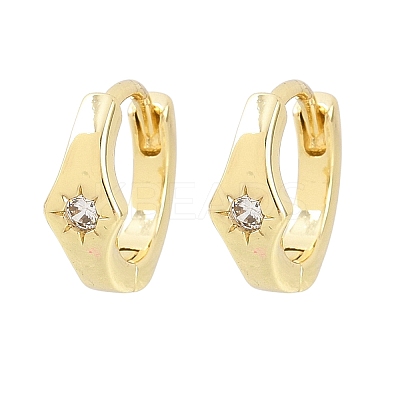 Star Brass Micro Pave Clear Cubic Zirconia Hoop Earrings EJEW-D348-21G-1