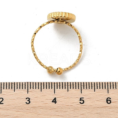 Oval 304 Stainless Steel White Shell Cuff Rings for Women RJEW-G346-07G-02-1