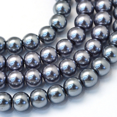 Baking Paint Pearlized Glass Pearl Round Bead Strands X-HY-Q003-10mm-12-1