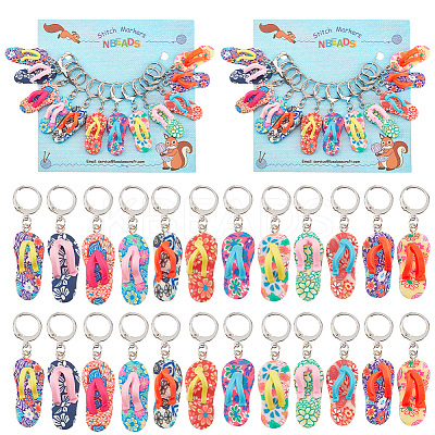 12Pcs 12 Colors Handmade Polymer Clay Sandy Beach Shoe Locking Stitch Marker HJEW-PH01561-1