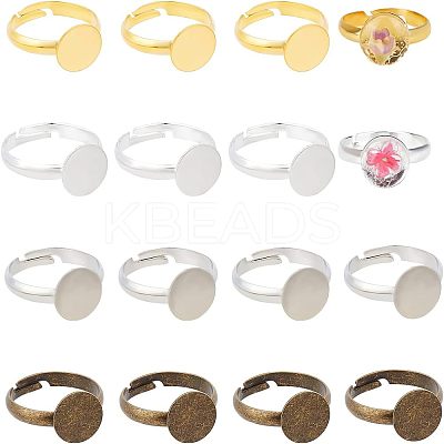 64Pcs 4 Colors Adjustable Brass Pad Ring Base Findings KK-FH0004-57-1