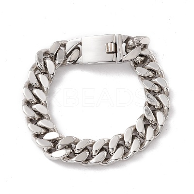 Non-Tarnish 304 Stainless Steel Curb Chains Bracelet for Women BJEW-E107-10P-1