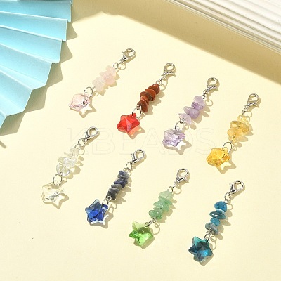 Gemstone Chip Beaded Pendant Decorations Sets HJEW-JM01116-1
