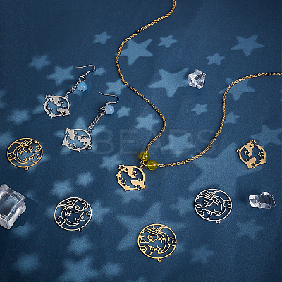 8Pcs 4 Style Ion Plating(IP) 201 Stainless Steel Pendants STAS-UN0033-32-1