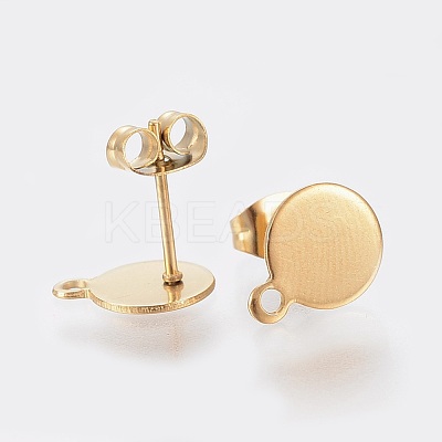 Ion Plating(IP) 304 Stainless Steel Stud Earring Findings X-STAS-K184-02-02G-1