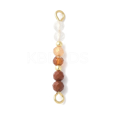 Faceted Round Natural Mixed Gemstone Beaded Connector Charms PALLOY-JF03530-1