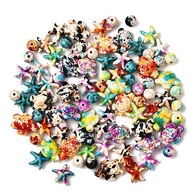 102Pcs 17 Styles Dyed Synthetic Turquoise & Magnesite Beads G-FP0001-03-1