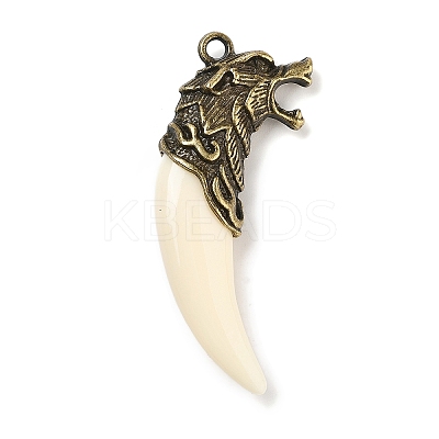 Tibetan Style Alloy Resin Wolf Tooth Pendants LS-FIND-A042-04AB-1