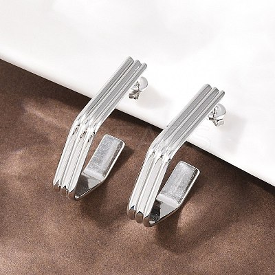 304 Stainless Steel Polygon Stud Earrings EJEW-P324-12P-1
