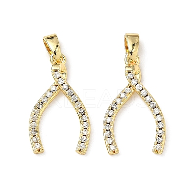 Brass Micro Pave Clear Cubic Zirconia Pendants KK-H254-13G-1