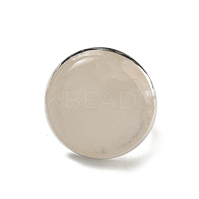Natural Quartz Crystal Round Adjustable Rings RJEW-K371-09S-29-1