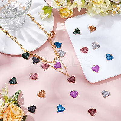 48Pcs 8 Colors Zinc Alloy Pendants ENAM-UN0001-33-1