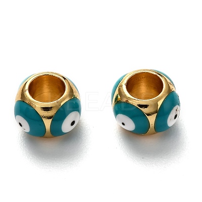 Brass European Enamel Beads KK-B028-25G-A-1