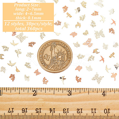 360Pcs 12 Style Brass Cabochons MRMJ-OC0003-25-1