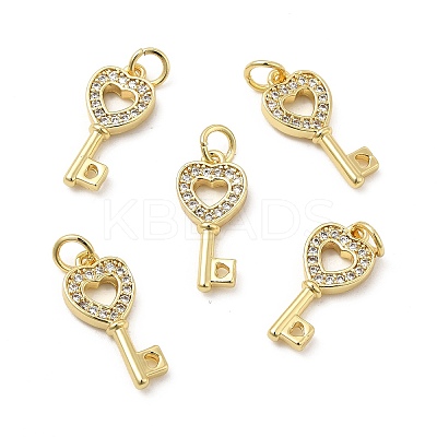 Brass Micro Pave Clear Cubic Zirconia Pendants KK-E068-VB180-1