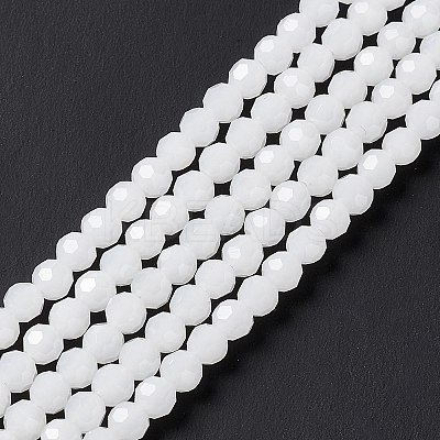 Faceted(32 Facets) Round Imitation Jade Glass Beads Strands X-EGLA-J042-4mm-30-1