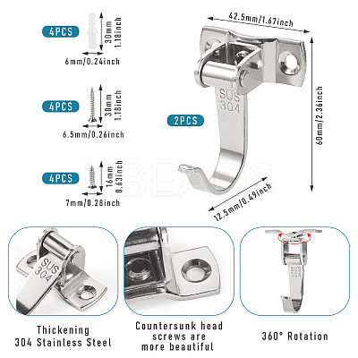 2 Sets Stainless Steel Hook Hangers STAS-HP0001-01B-1