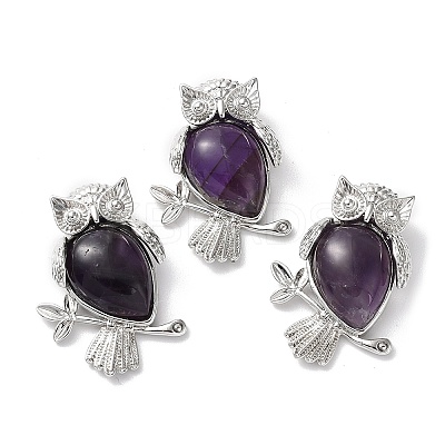 Natural Amethyst Teardrop Pendant Rhinestone Settings G-K339-02P-02-1
