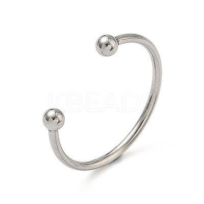 304 Stainless Steel Open Cuff Ring with Ball Ends STAS-K320-02P-1