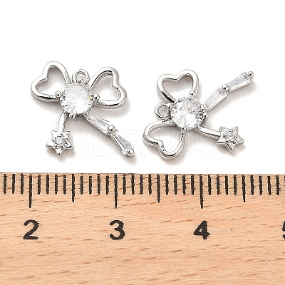 Brass Micro Pave Clear Cubic Zirconia Charms KK-C054-19P-1