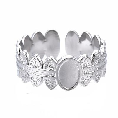 Non-Tarnish 304 Stainless Steel Oval Wrap Open Cuff Ring RJEW-T023-14P-1