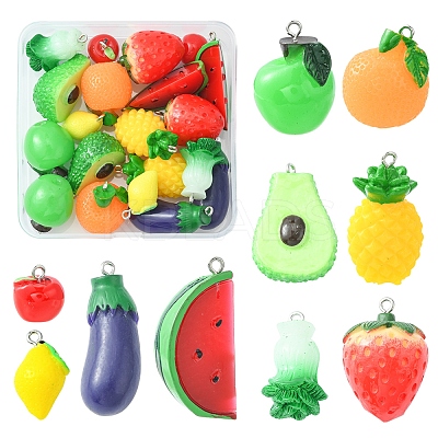 20Pcs 10 Styles Opaque Resin Pendants RESI-FS0001-35-1
