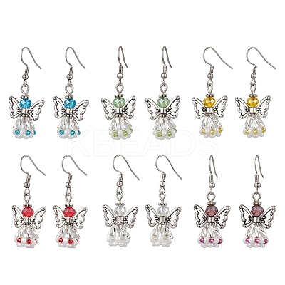 Angel Handmade Glass Seed Beads Dangle Earrings for Women EJEW-MZ00394-1