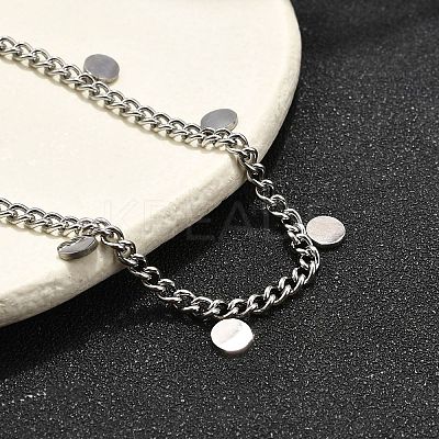 304 Stainless Steel Flat Round Charm Bracelets BJEW-R021-04P-1