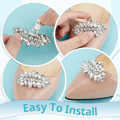 8Pcs 4 Styles Brass Rhinestone Shoe Decorations AJEW-GA0006-98-1