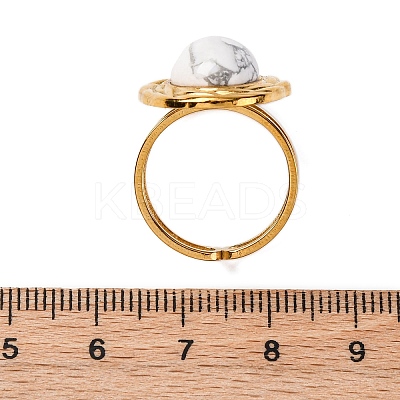 Oval Natural Howlite Finger Rings RJEW-M063-01G-10-1