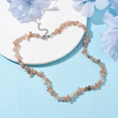 Natural Sunstone Chip Beaded Necklace NJEW-JN04615-05-1