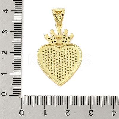 Heart Rack Plating Brass Micro Pave Cubic Zirconia Pendants KK-Z074-56G-1