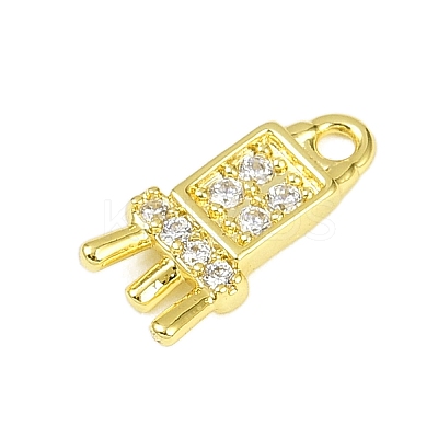 Brass Micro Pave Clear Cubic Zirconia Pendants KK-L238-15G-1