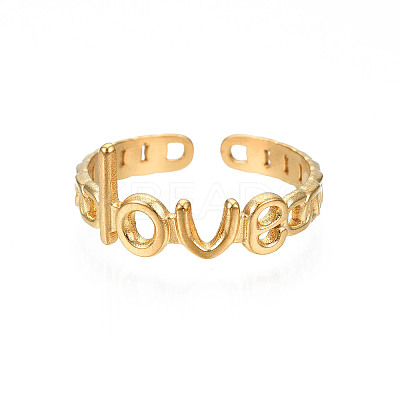 Ion Plating(IP) 304 Stainless Steel Word Love Open Cuff Ring for Women LS-RJEW-S405-262G-1